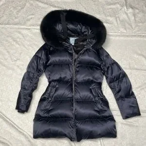 ジャケット・アウター PRADA SPORTS fox fur jacket PRADA BLUE FOX FUR HOODED JACKET WOMEN'S SIZE 38 | eBay